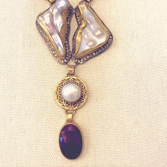 Ruby & Pearl Statement Necklace - Picture 4 of 10